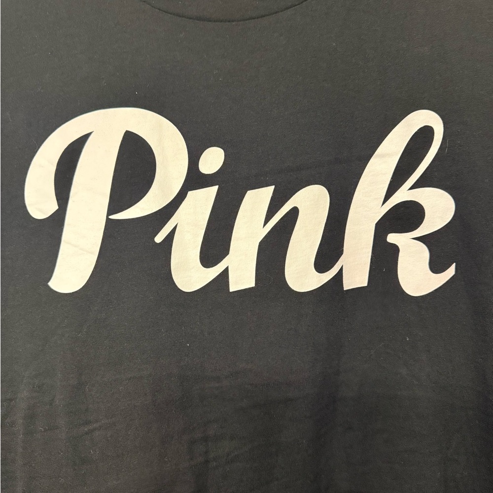 PINK Victoria's Secret Short Sleeve T-Shirt Size XL Color: Black New with Tags - Picture 3 of 5